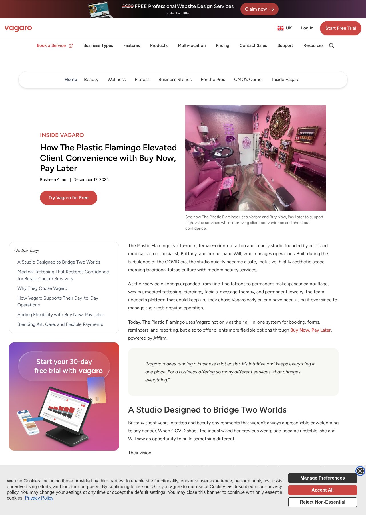 Published Vagaro case study by Rosheen Ahner about The Plastic Flamingo